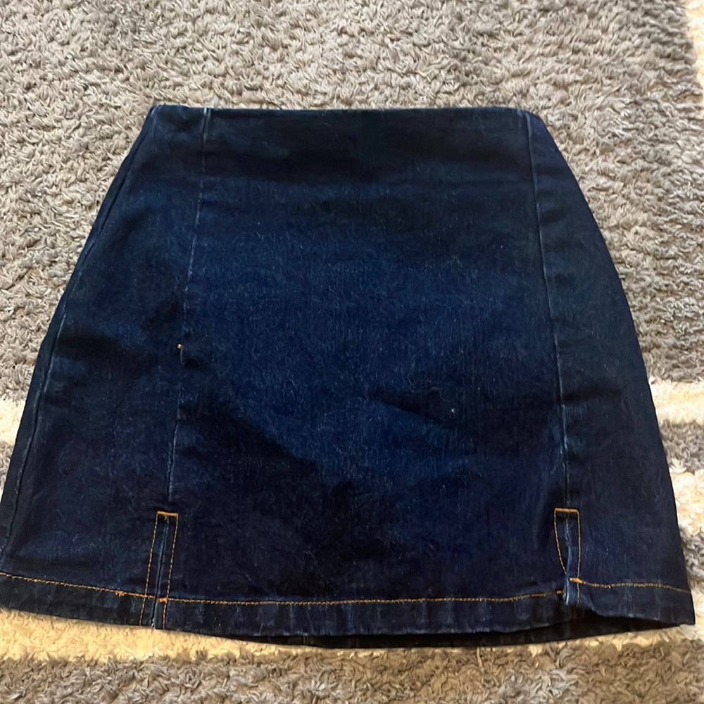 dark blue denim skirt